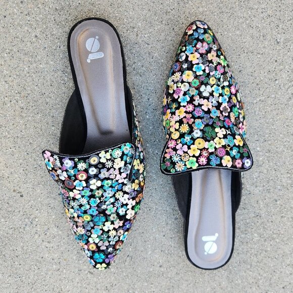 GOSSIP Indian Sequin Floral Mules - Picture 3 of 9